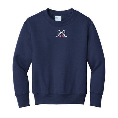 Kids Initialed 'Tiny Bow' Crewneck Sweatshirt - United Monograms