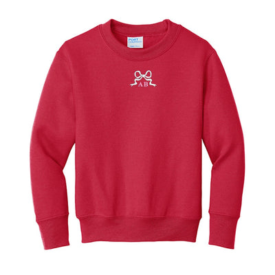 Kids Initialed 'Tiny Bow' Crewneck Sweatshirt - United Monograms