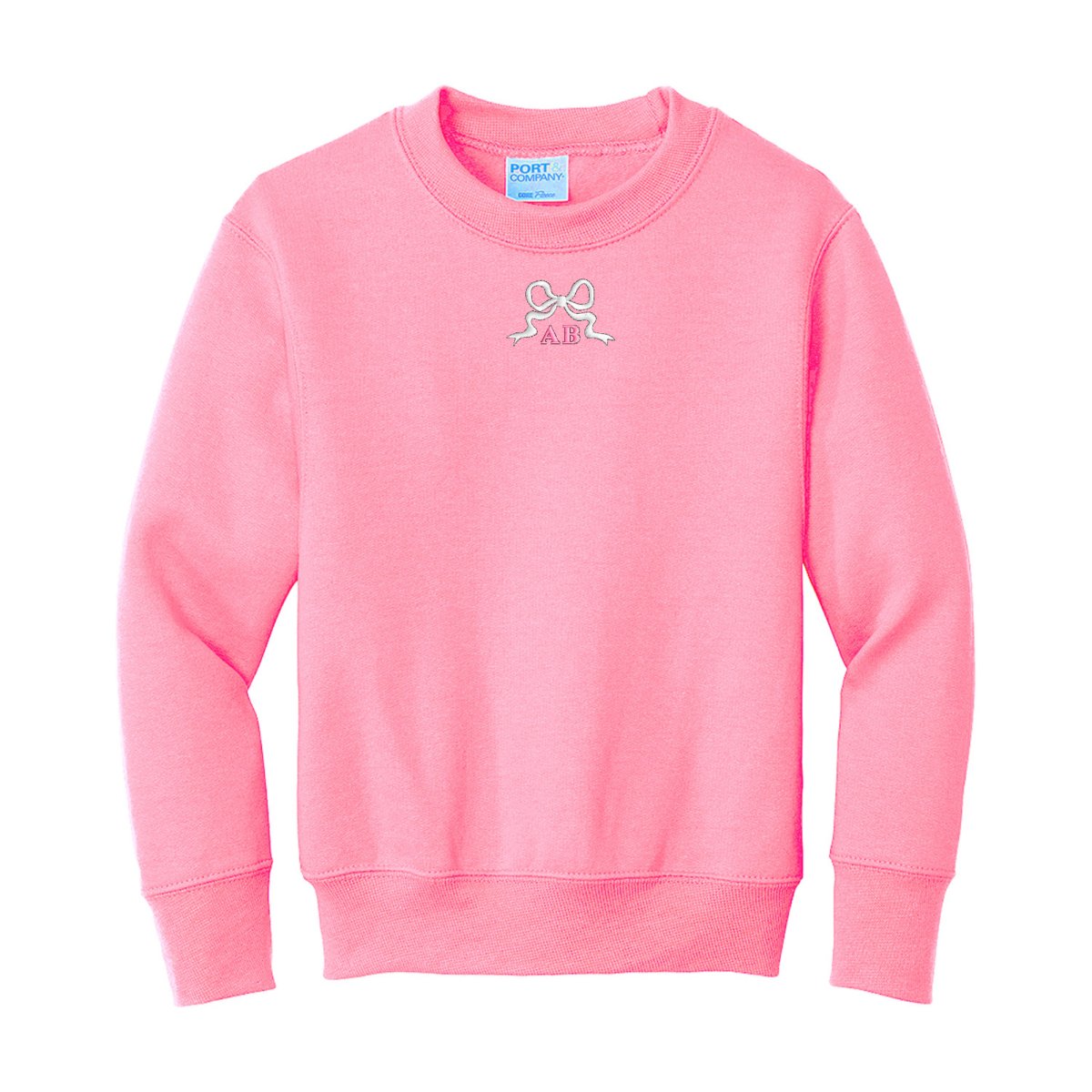 Kids Initialed 'Tiny Bow' Crewneck Sweatshirt - United Monograms