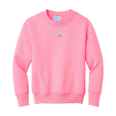 Kids Initialed 'Tiny Bow' Crewneck Sweatshirt - United Monograms