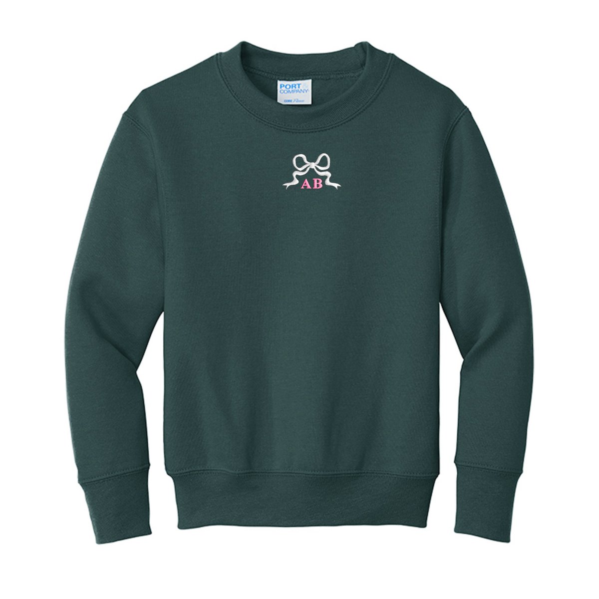 Kids Initialed 'Tiny Bow' Crewneck Sweatshirt - United Monograms