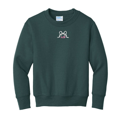 Kids Initialed 'Tiny Bow' Crewneck Sweatshirt - United Monograms