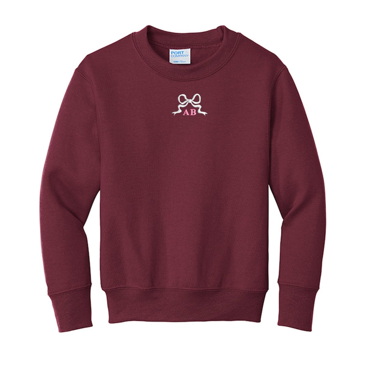 Kids Initialed 'Tiny Bow' Crewneck Sweatshirt - United Monograms
