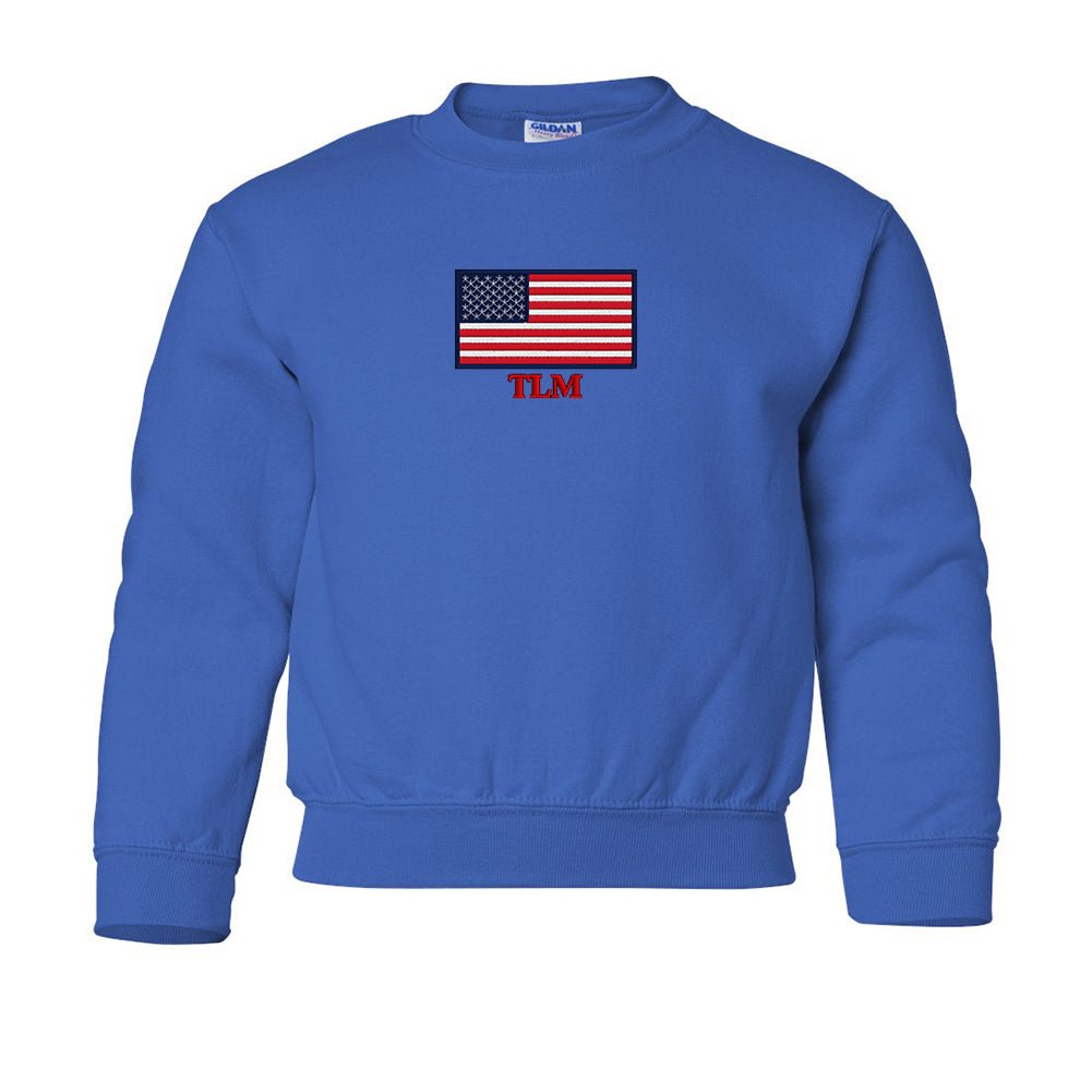 Kids Make It Yours™ 'American Flag' Crewneck Sweatshirt - United Monograms