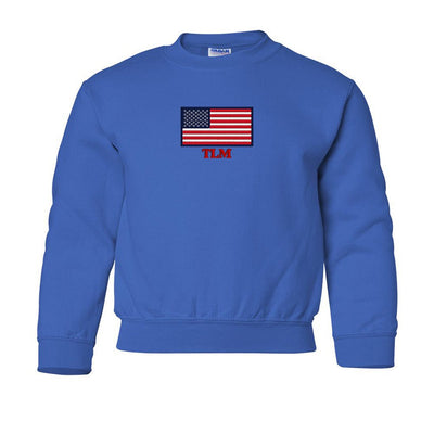 Kids Make It Yours™ 'American Flag' Crewneck Sweatshirt - United Monograms
