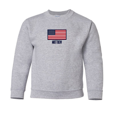 Kids Make It Yours™ 'American Flag' Crewneck Sweatshirt - United Monograms
