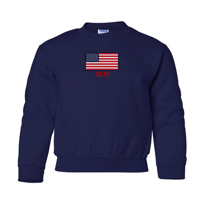 Kids Make It Yours™ 'American Flag' Crewneck Sweatshirt - United Monograms