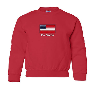 Kids Make It Yours™ 'American Flag' Crewneck Sweatshirt - United Monograms