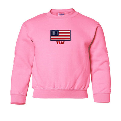 Kids Make It Yours™ 'American Flag' Crewneck Sweatshirt - United Monograms