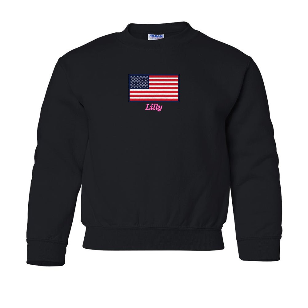 Kids Make It Yours™ 'American Flag' Crewneck Sweatshirt - United Monograms