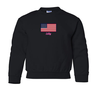 Kids Make It Yours™ 'American Flag' Crewneck Sweatshirt - United Monograms