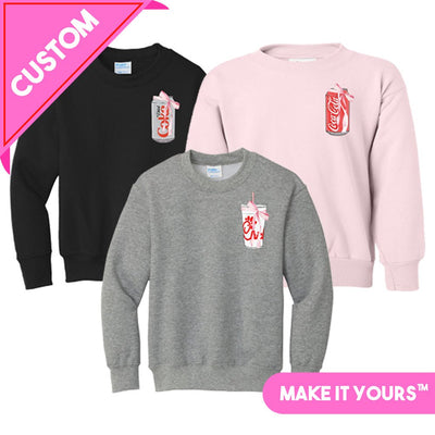 Kids Make It Yours™ 'Bow Beverages' Crewneck Sweatshirt - United Monograms