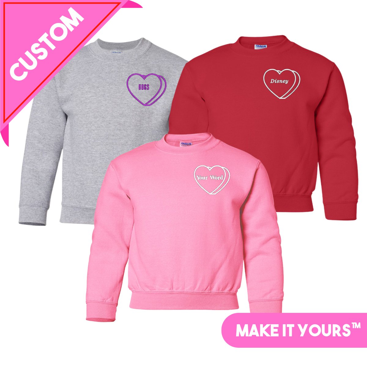 Kids Make It Yours™ 'Candy Heart' Embroidered Sweatshirt - United Monograms