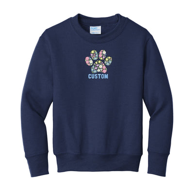 Kids Make It Yours™ 'Floral Paw Print' Crewneck Sweatshirt - United Monograms