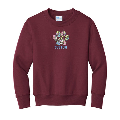 Kids Make It Yours™ 'Floral Paw Print' Crewneck Sweatshirt - United Monograms