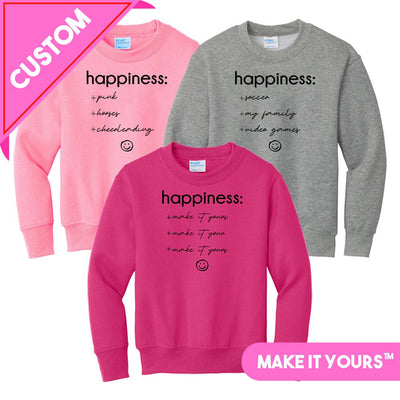 Kids Make It Yours™ 'Happiness Checklist' Crewneck Sweatshirt - United Monograms