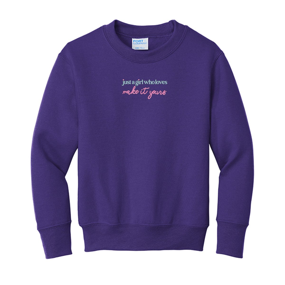 Kids Make It Yours™ 'Just A Girl Who Loves' Crewneck Sweatshirt - United Monograms