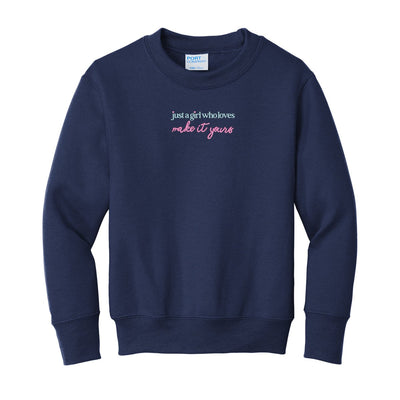 Kids Make It Yours™ 'Just A Girl Who Loves' Crewneck Sweatshirt - United Monograms