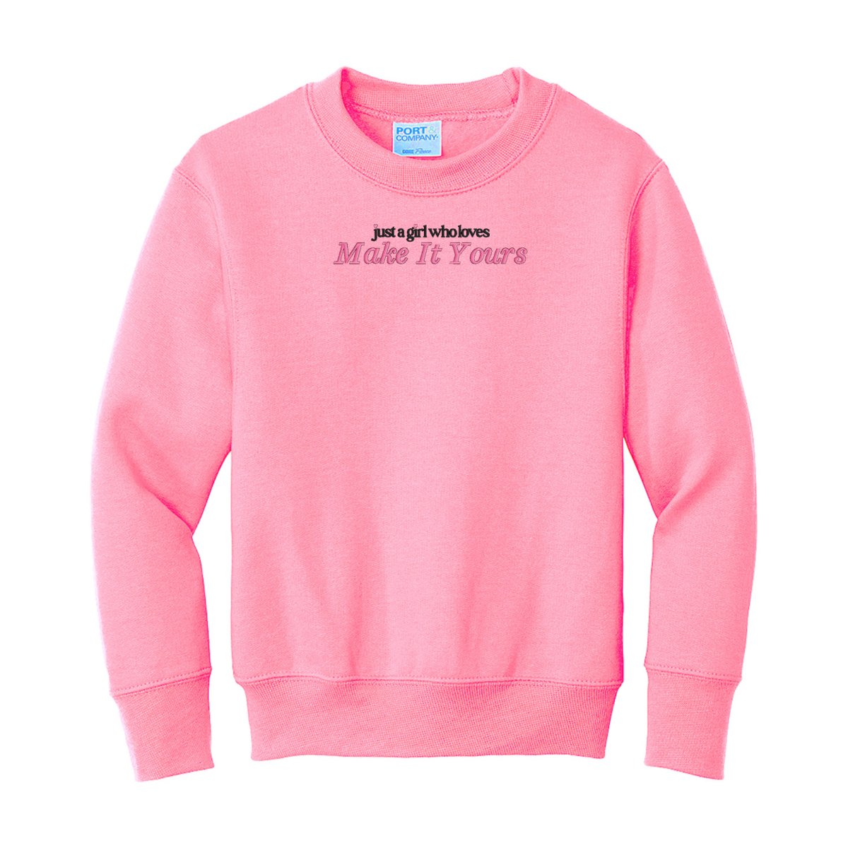 Kids Make It Yours™ 'Just A Girl Who Loves' Crewneck Sweatshirt - United Monograms