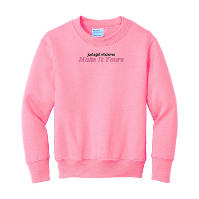 Kids Make It Yours™ 'Just A Girl Who Loves' Crewneck Sweatshirt - United Monograms