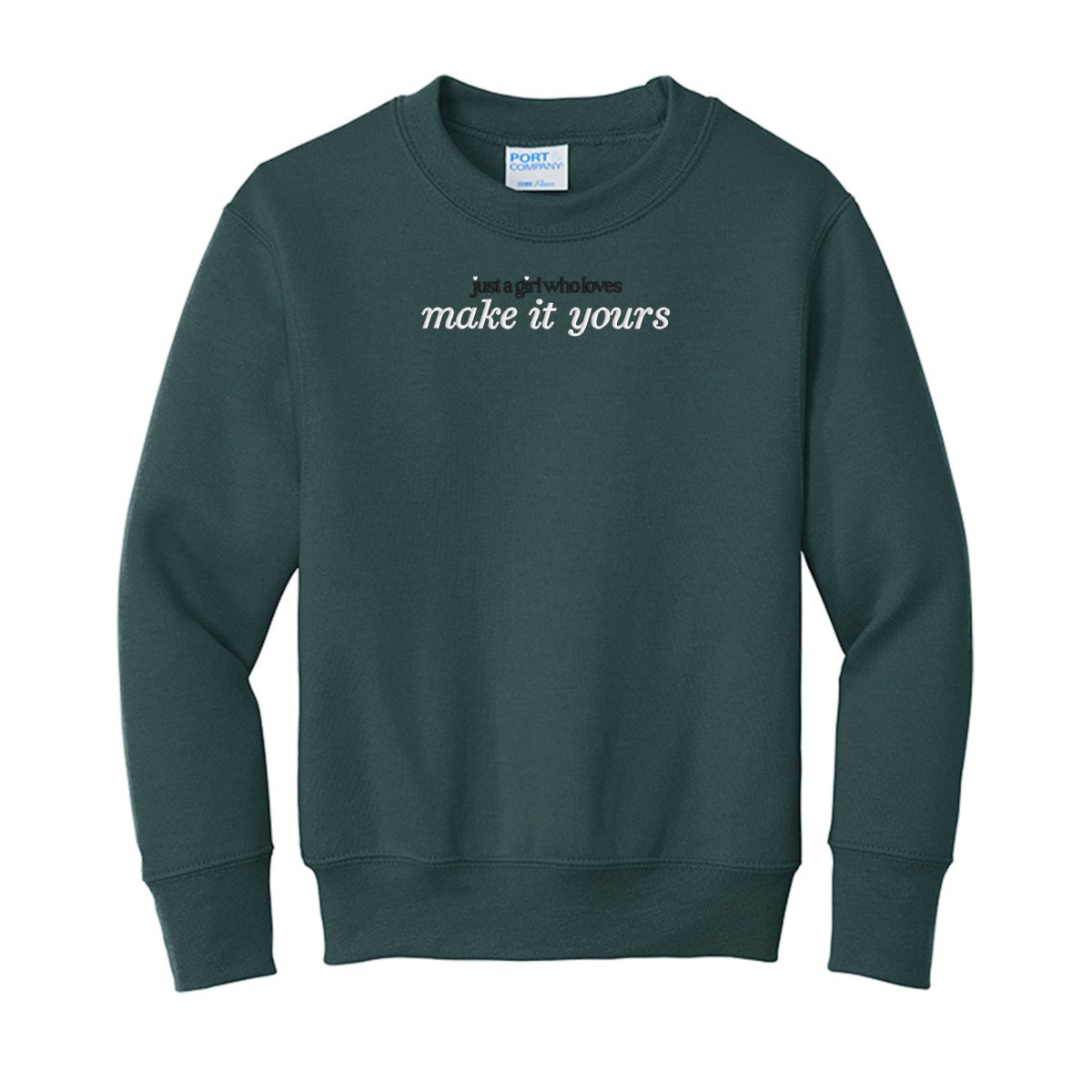 Kids Make It Yours™ 'Just A Girl Who Loves' Crewneck Sweatshirt - United Monograms