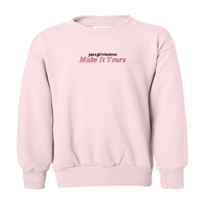 Kids Make It Yours™ 'Just A Girl Who Loves' Crewneck Sweatshirt - United Monograms
