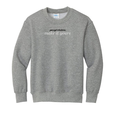 Kids Make It Yours™ 'Just A Girl Who Loves' Crewneck Sweatshirt - United Monograms