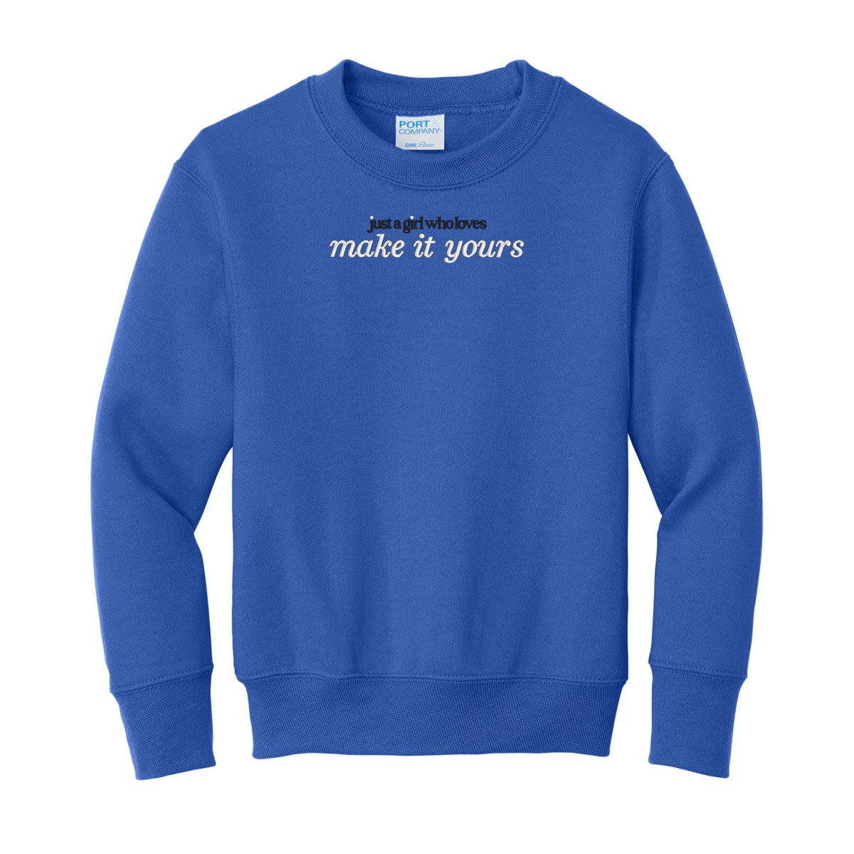 Kids Make It Yours™ 'Just A Girl Who Loves' Crewneck Sweatshirt - United Monograms
