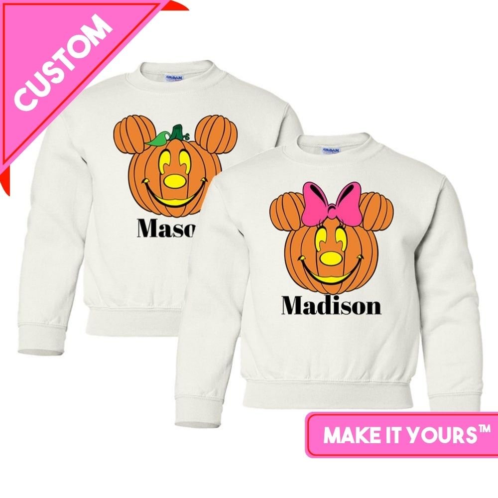 Kids Make It Yours™ 'Mickey/Minnie Jack - O' - Lantern' Crewneck Sweatshirt - United Monograms