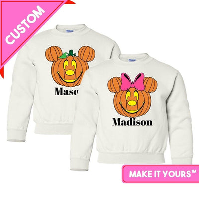 Kids Make It Yours™ 'Mickey/Minnie Jack - O' - Lantern' Crewneck Sweatshirt - United Monograms