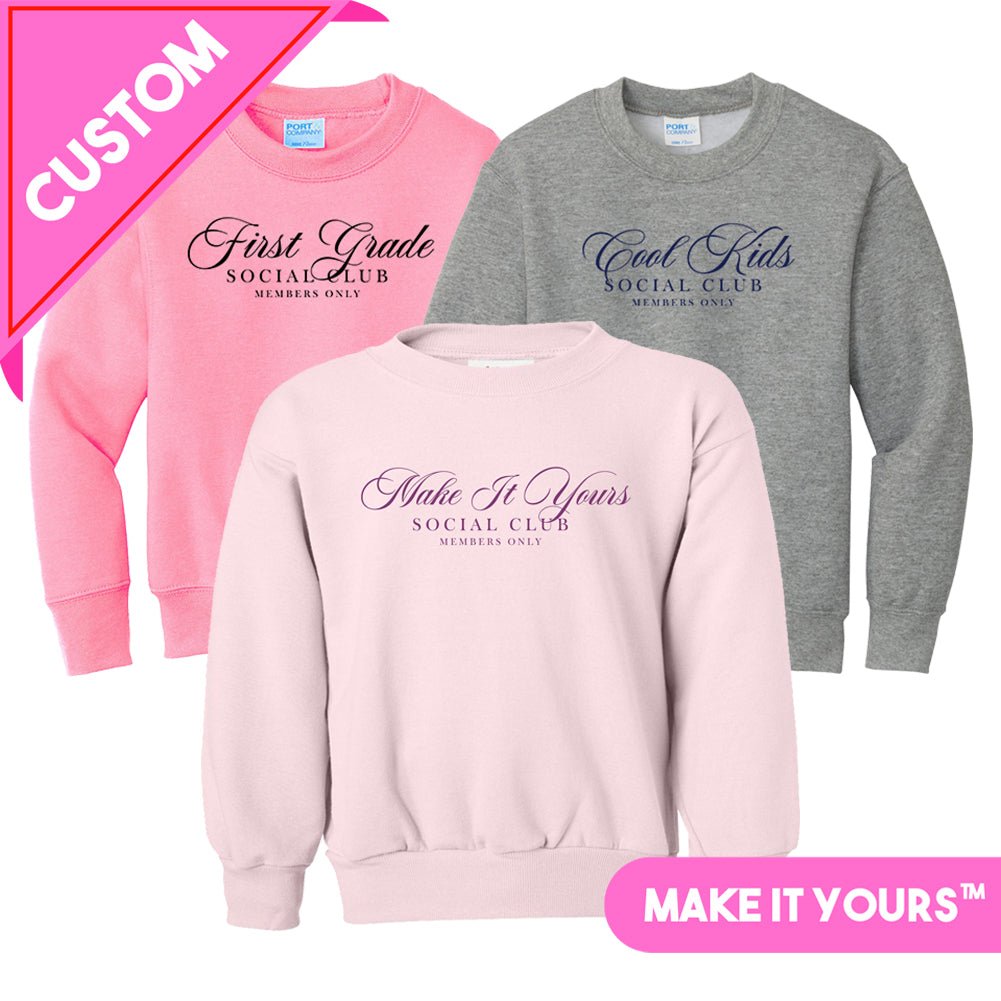Kids Make It Yours™ 'Social Club' Crewneck Sweatshirt - United Monograms
