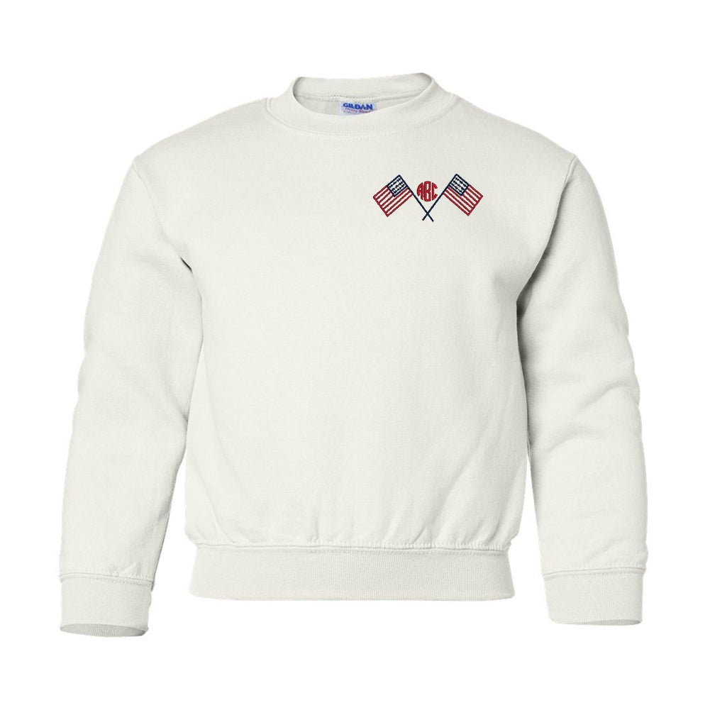Kids Monogrammed American Flag Crewneck Sweatshirt - United Monograms
