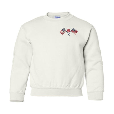 Kids Monogrammed American Flag Crewneck Sweatshirt - United Monograms