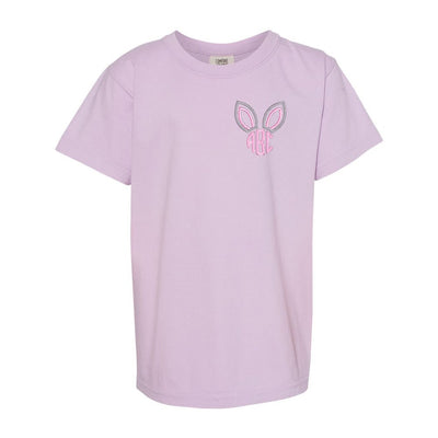 Kids Monogrammed Bunny Ears Comfort Colors T-Shirt - United Monograms