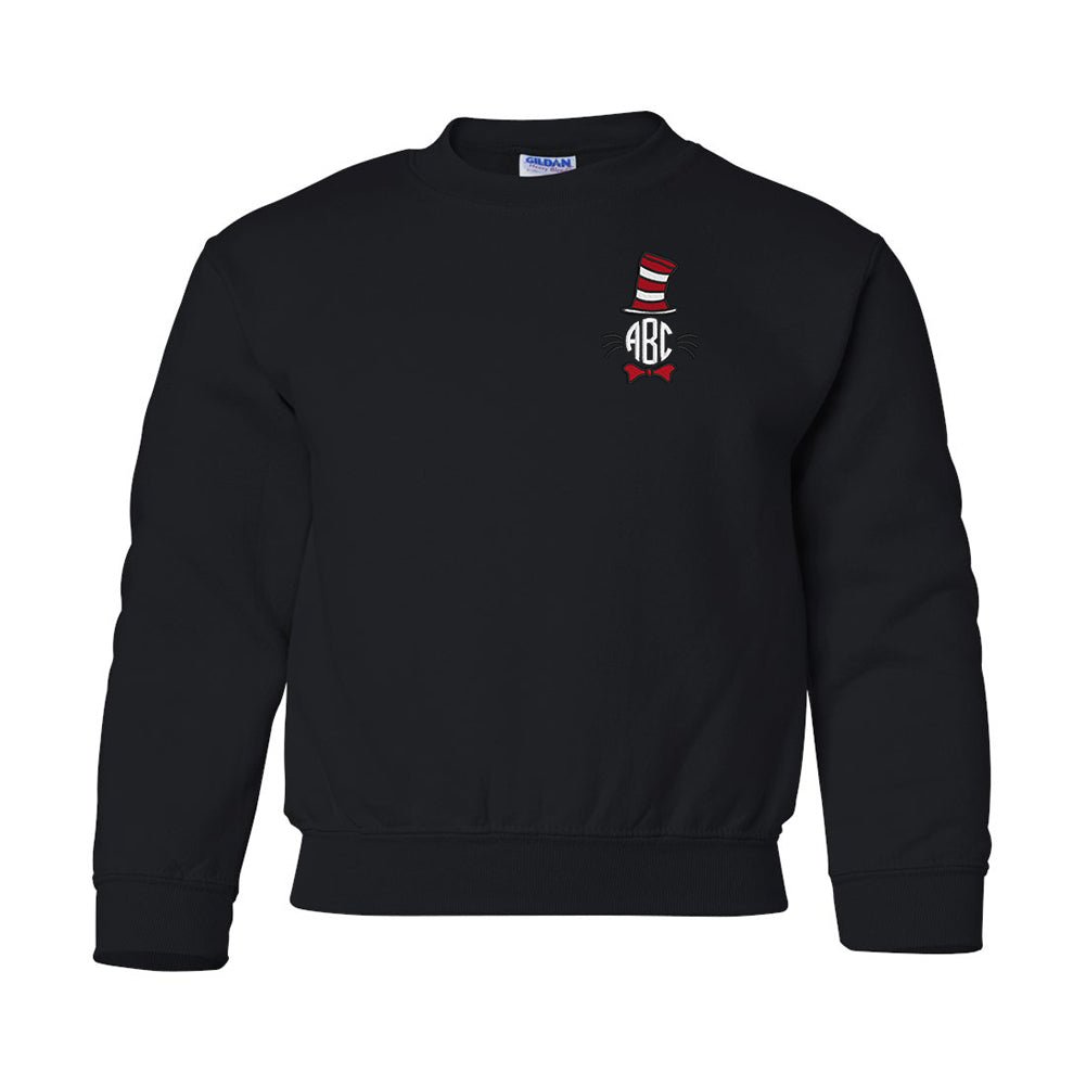 Kids Monogrammed Cat in the Hat Crewneck Sweatshirt - United Monograms