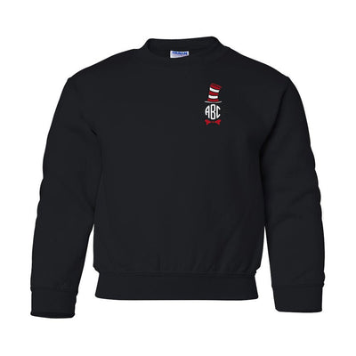 Kids Monogrammed Cat in the Hat Crewneck Sweatshirt - United Monograms