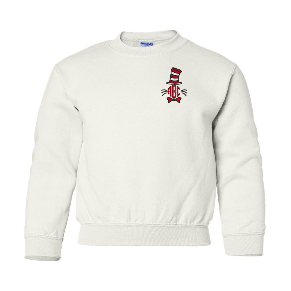 Kids Monogrammed Cat in the Hat Crewneck Sweatshirt - United Monograms