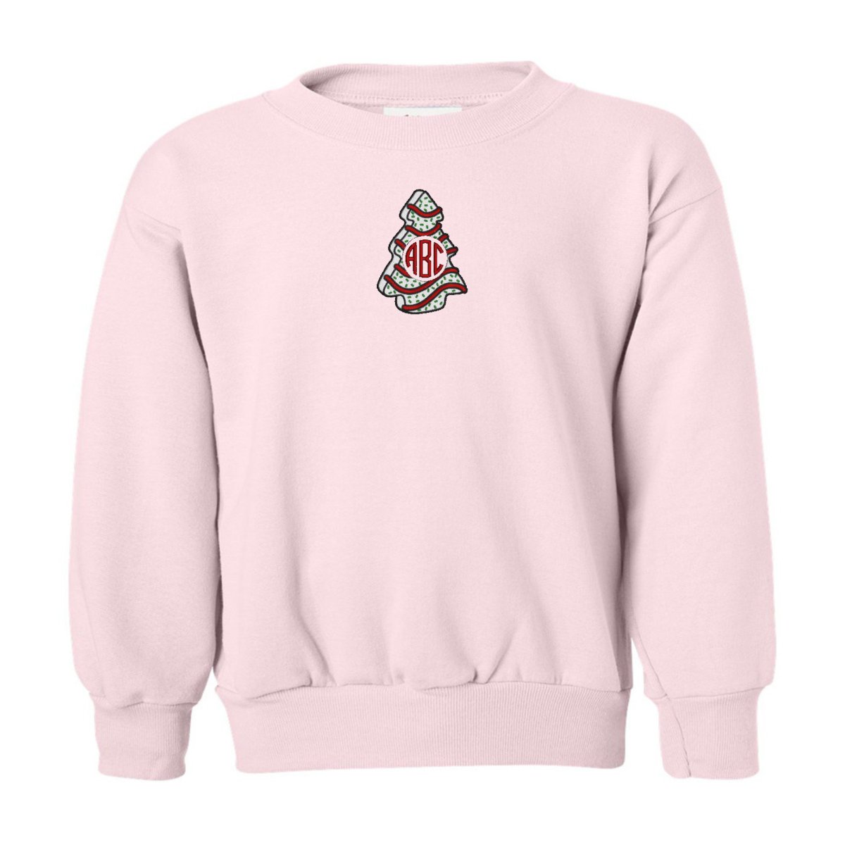 Kids Monogrammed 'Christmas Tree Zebra Cake' Crewneck Sweatshirt - United Monograms