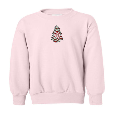 Kids Monogrammed 'Christmas Tree Zebra Cake' Crewneck Sweatshirt - United Monograms