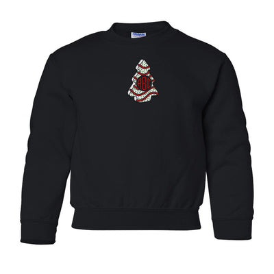 Kids Monogrammed 'Christmas Tree Zebra Cake' Crewneck Sweatshirt - United Monograms