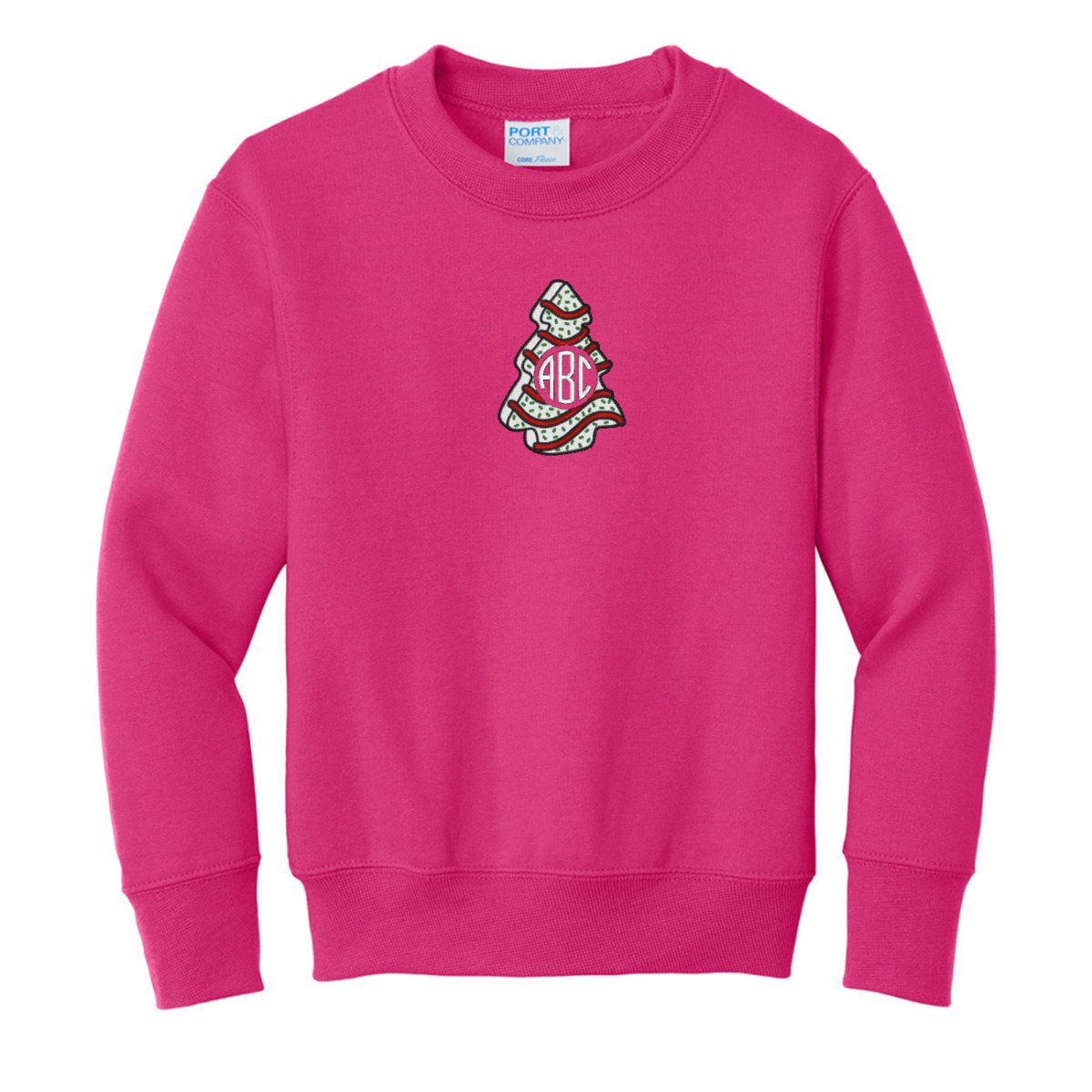 Kids Monogrammed 'Christmas Tree Zebra Cake' Crewneck Sweatshirt - United Monograms