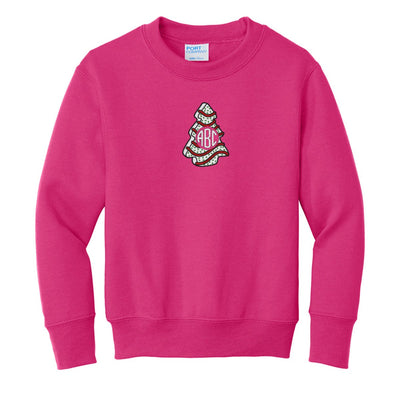 Kids Monogrammed 'Christmas Tree Zebra Cake' Crewneck Sweatshirt - United Monograms