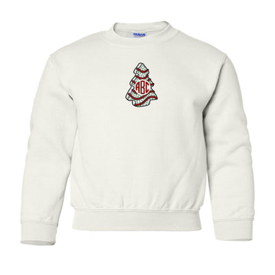 Kids Monogrammed 'Christmas Tree Zebra Cake' Crewneck Sweatshirt - United Monograms