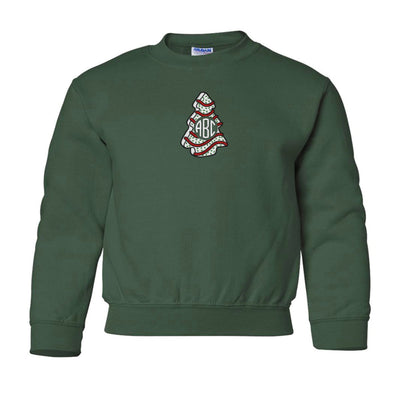 Kids Monogrammed 'Christmas Tree Zebra Cake' Crewneck Sweatshirt - United Monograms