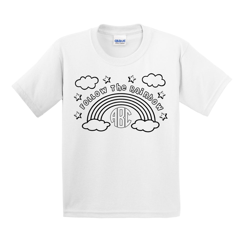 Kids Monogrammed Coloring 'Rainbow' T-Shirt - United Monograms