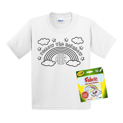 Kids Monogrammed Coloring 'Rainbow' T-Shirt - United Monograms