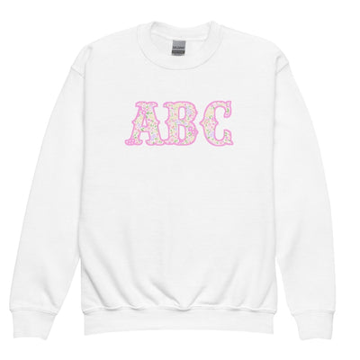Kids Monogrammed ‘Coquette Floral Patterns’ Big Print Sweatshirt - United Monograms
