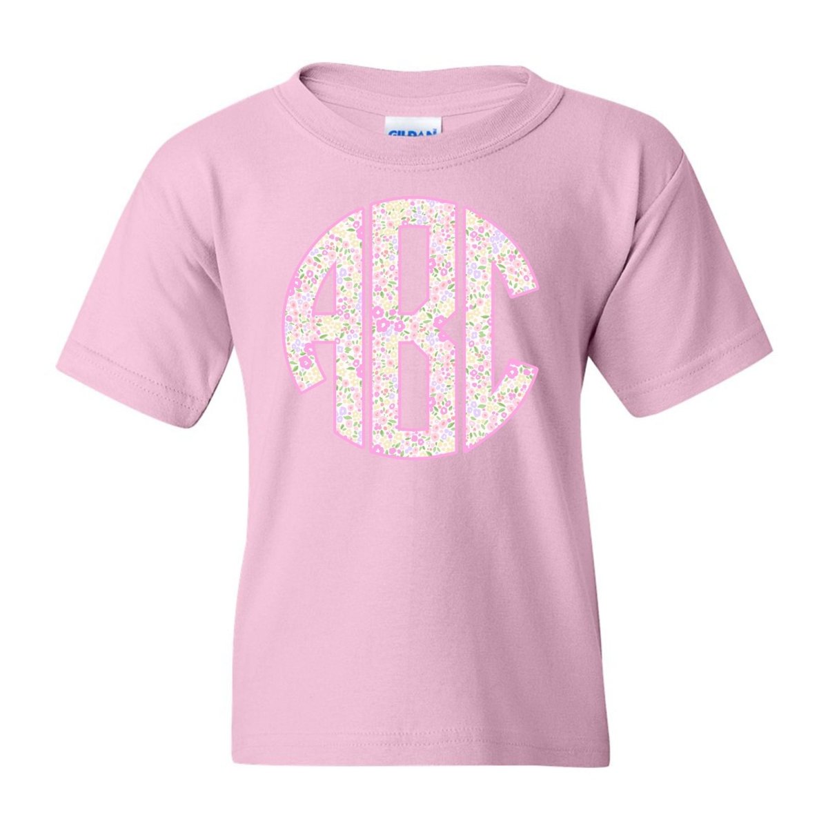 Kids Monogrammed ‘Coquette Floral Patterns’ Big Print T-Shirt - United Monograms