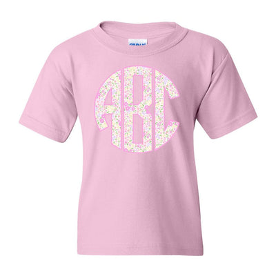 Kids Monogrammed ‘Coquette Floral Patterns’ Big Print T-Shirt - United Monograms