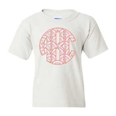 Kids Monogrammed ‘Coquette Floral Patterns’ Big Print T-Shirt - United Monograms